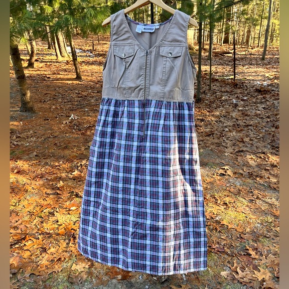 90s Joni Blair Flannel Midi Pinafore Dress Size L - Picture 15 of 15